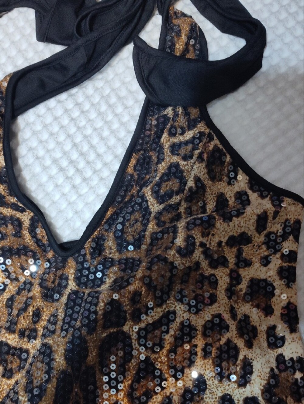 Nasty Gal Women's Leopard Sexy Sequin Halter Dress NWOT - Picture 9 of 9